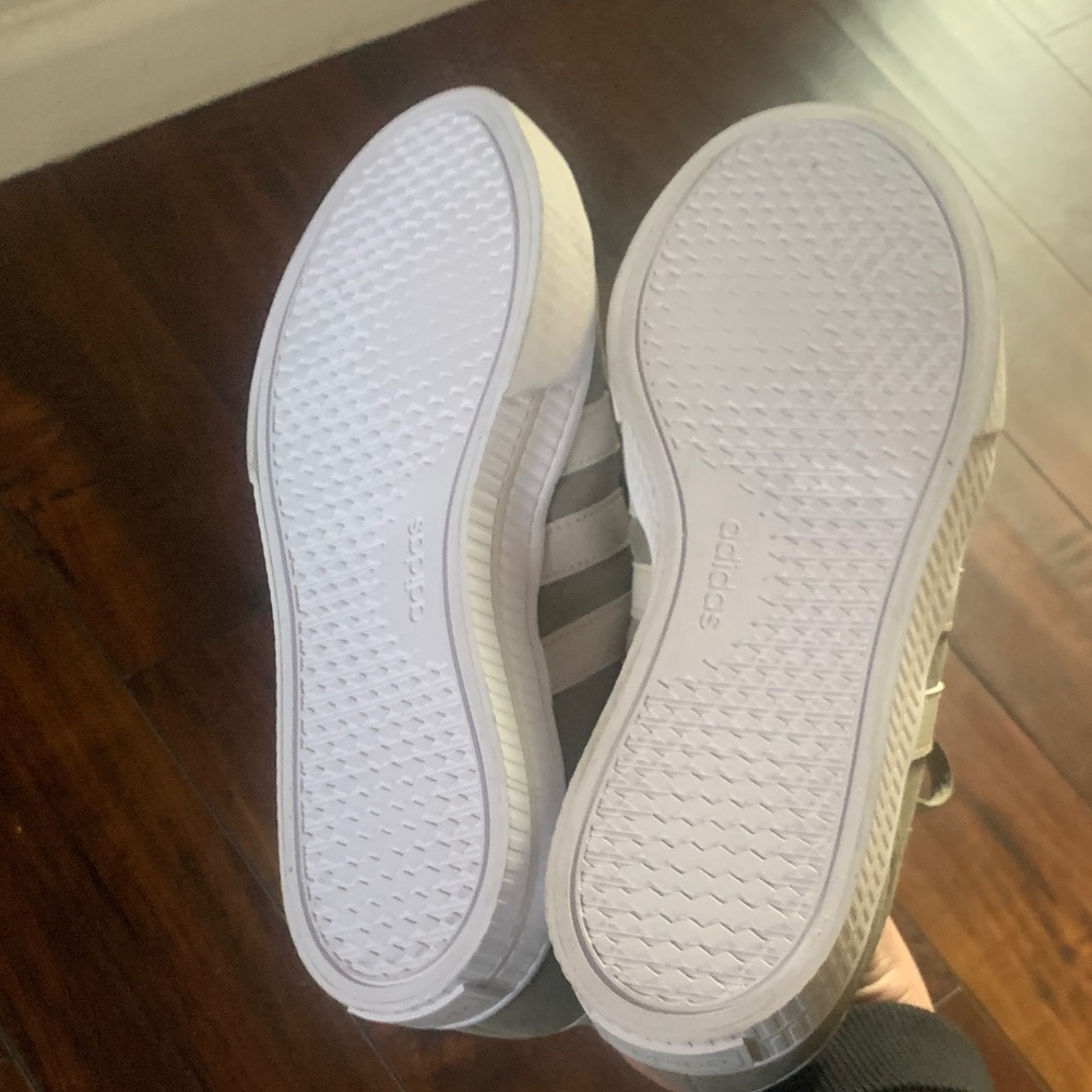 Adidas Men's Khaki and White Sneakers - Picture 3 of 5